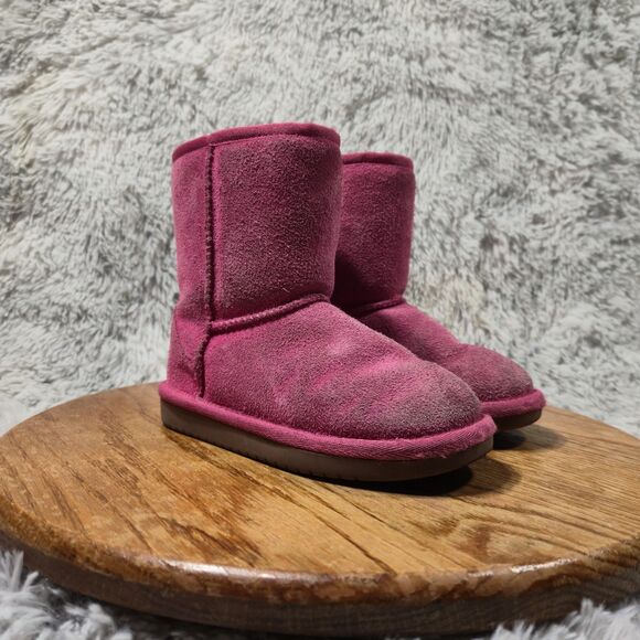 Koolaburra by Ugg Toddler Kid Sz 10 Sherpa Lined Pink Suede Winter Slip On Boots - Picture 1 of 11